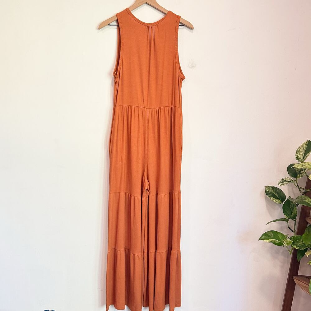 Anthropologie Saturday Sunday Ribbed Wide Leg Jumpsuit Orange Size M - Picture 6 of 9